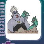 Ursula Sea Witch with Flotsam and Jetsam embroidery designs - Instant Download