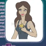Charming cartoon woman holding a sweet ice cream embroidery designs - Instant Download
