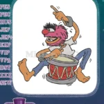 Wild Muppet Animal drummer playing drums embroidery designs - Instant Download