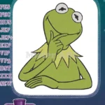 Iconic Kermit the Frog green muppet thoughtful pose embroidery designs - Instant Download