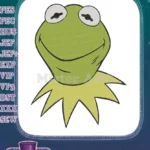 Smiling Kermit the Frog Muppet character machine embroidery designs - Instant Download