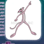 Excited Pink Panther cartoon character pointing finger up embroidery designs - Instant Download