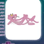 Iconic Pink Panther character lounging embroidery designs - Instant Download