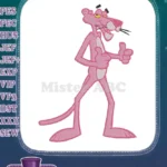 Classic Pink Panther cartoon character thumbs up embroidery designs - Instant Download