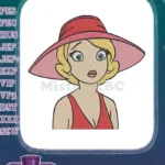 Shocked blonde cartoon woman red hat fashion embroidery designs - Instant Download