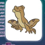 Cute Cartoon Brown Gecko Lizard Looking Up Embroidery Designs - Instant Download