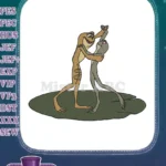 Romantic Dancing Frog Couple on Lily Pad Embroidery Designs - Instant Download