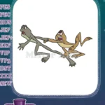 Funny Cartoon Frogs Pulling Struggling Expressive Animal Embroidery Designs - Instant Download