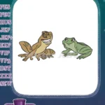 Charming cartoon frog prince and princess embroidery designs - Instant Download