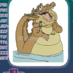 Cheerful Bayou Alligator Playing Trumpet with Frog Musicians Embroidery Designs - Instant Download