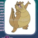 Happy cartoon alligator singing embroidery designs for children's apparel - Instant Download