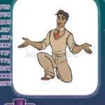 Smiling Prince Naveen kneeling with open arms Disney embroidery designs - Instant Download