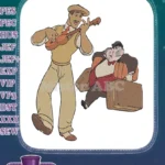 Happy Musician and Tired Traveler with Luggage Embroidery Designs - Instant Download