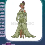 Beautiful Princess Tiana Green Gown Fairy Tale Embroidery Designs - Instant Download