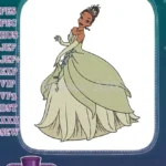 Disney Princess Tiana elegant green lily pad gown embroidery designs - Instant Download