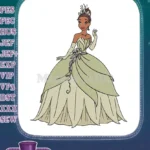 Princess Tiana in Beautiful Green Lily Pad Dress Embroidery Designs - Instant Download