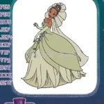 Princess Tiana Green Lily Pad Gown Embroidery Designs - Instant Download
