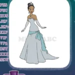 Disney Princess Tiana elegant blue ball gown embroidery designs - Instant Download