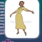 Joyful African American Princess Tiana yellow dress embroidery designs - Instant Download