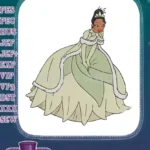 Princess Tiana Green Lily Pad Gown Disney Embroidery Designs - Instant Download