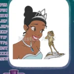 Princess Tiana and Frog Prince Disney embroidery designs - Instant Download