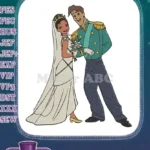 Royal Princess and Prince Wedding Couple Embroidery Designs - Instant Download