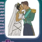 Princess Tiana and Prince Naveen Wedding Kiss embroidery designs - Instant Download