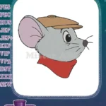 Cute cartoon mouse wearing brown cap red scarf embroidery designs - Instant Download