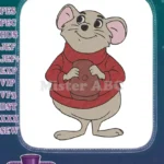 Happy cartoon mouse in red sweater holding cookie embroidery designs - Instant Download