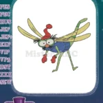 Whimsical Dragonfly Wearing Winter Hat and Mittens Embroidery Designs - Instant Download