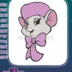 Cute white mouse with pink hair and bow embroidery designs - Instant Download