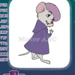 Charming cartoon mouse in purple coat and hat embroidery designs - Instant Download