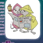 Classic animated mouse detective duo with newspaper embroidery designs - Instant Download