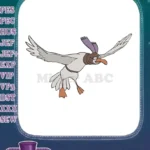 Flying cartoon seagull with goggles and scarf embroidery designs - Instant Download