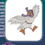 Happy Cartoon Pilot Goose Bird Running Embroidery Designs - Instant Download