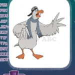 Funny cartoon goose with pilot hat and scarf embroidery designs - Instant Download