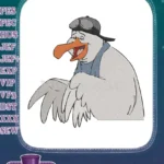 Happy cartoon stork pilot with goggles embroidery designs - Instant Download