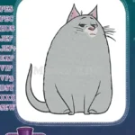 Chunky Grumpy Grey Cat Whiskered Face Embroidery Designs - Instant Download