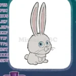 Snowball cartoon bunny rabbit embroidery designs with big blue eyes - Instant Download