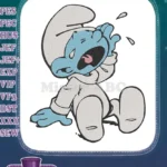 Sad Crying Smurf Cartoon Character Tears Embroidery Designs - Instant Download