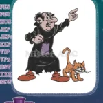 Angry Gargamel and Azrael cat pointing wizard embroidery designs - Instant Download