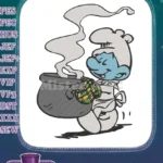 Smurf Chef Cooking Steaming Pot Cartoon Embroidery Designs - Instant Download