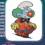 Happy Smurf Clown Character Green Hair Embroidery Designs - Instant Download