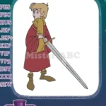 Young Arthur from Sword in the Stone with Excalibur embroidery designs - Instant Download