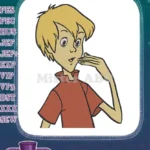 Classic animated young blonde boy surprised expression embroidery designs - Instant Download