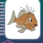 Whimsical Happy Brown Fish Embroidery Designs for Aquatic Themes - Instant Download