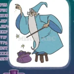 Magical Blue Wizard Merlin-like Conjuring Embroidery Designs - Instant Download
