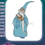Wise Old Wizard Merlin Holding Spellbook Fantasy Embroidery Designs - Instant Download