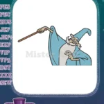 Cartoon Wizard with Staff Blue Robe Hat Embroidery Designs - Instant Download