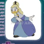 Sassy Daisy Duck in elegant blue purple gown embroidery designs - Instant Download